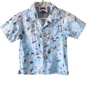 Baby Gap Blue Hawaiian Islands Printed Button Up Short Sleeve Shirt Sz 4